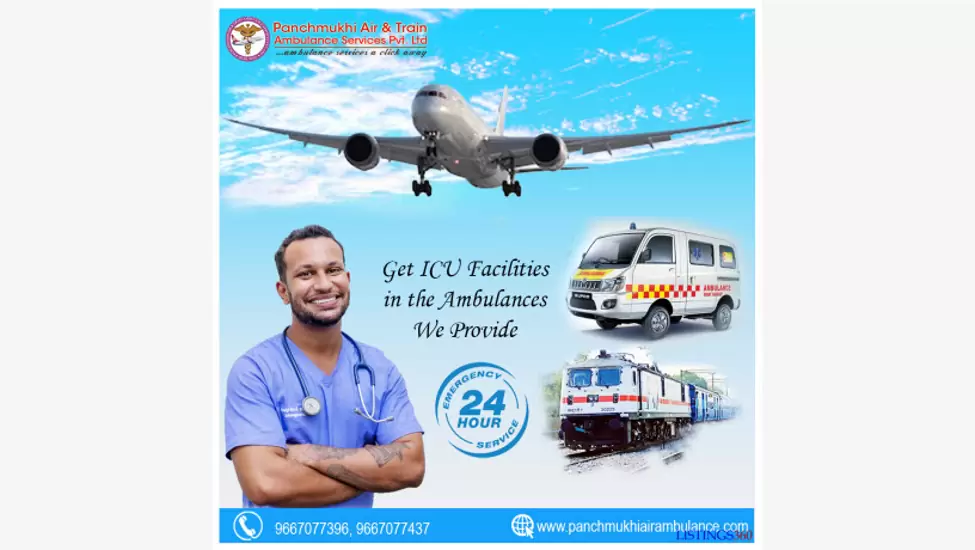 Hire Panchmukhi Air and Train Ambulance Service in Srinagar for Up-To-Date Ventilator Setup