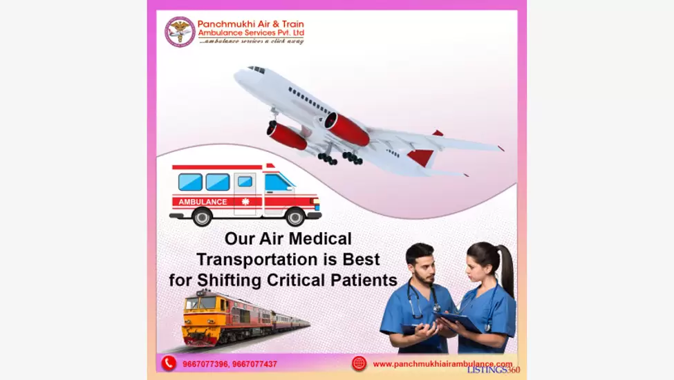 Hire Panchmukhi Air and Train Ambulance Service in Lucknow with Modern ICU Setup